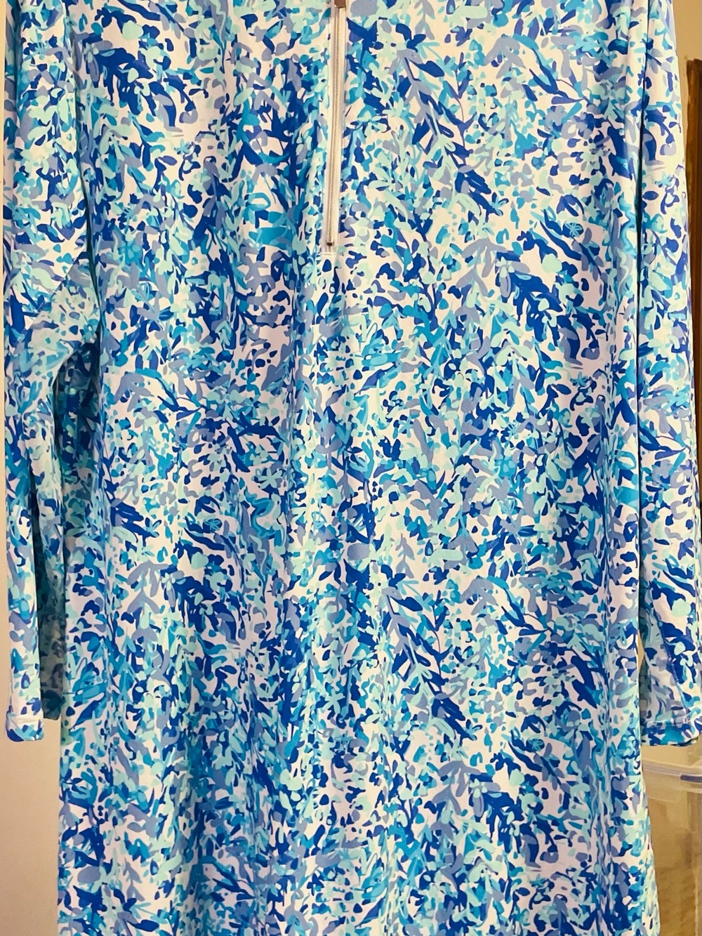 Lulú B Women’s Blue Multi-Print Long Sleeve Women's Swim Dress